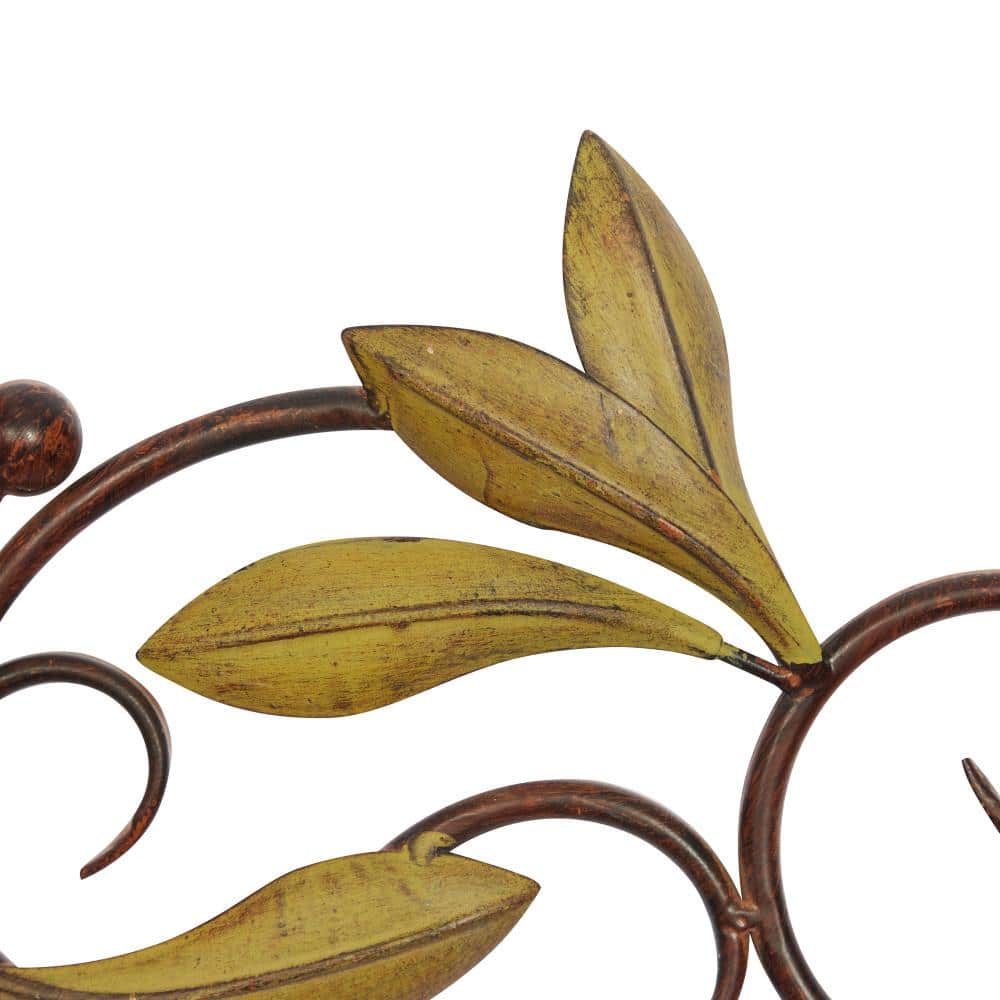 Green and Brown Metal Leaf Wall Mounted Figurine
