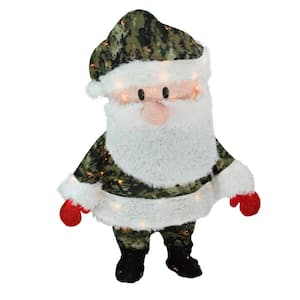 32 in. Christmas Pre-Lit Lane Camo Santa Claus Outdoor Decoration with Clear Lights