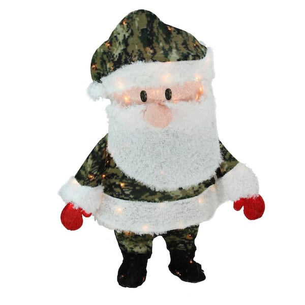 Product Works 32 in. Christmas Pre-Lit Lane Camo Santa Claus Outdoor Decoration with Clear Lights