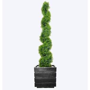 65 in. Artificial Spiral Topiary in fiberstone platner