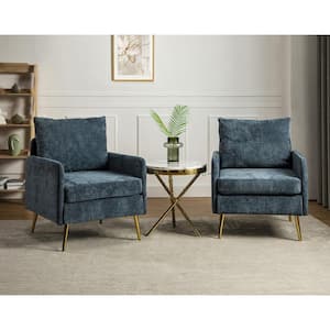 Magnesia Navy Polyester Arm Chair with Removable Cushions (Set of 2)