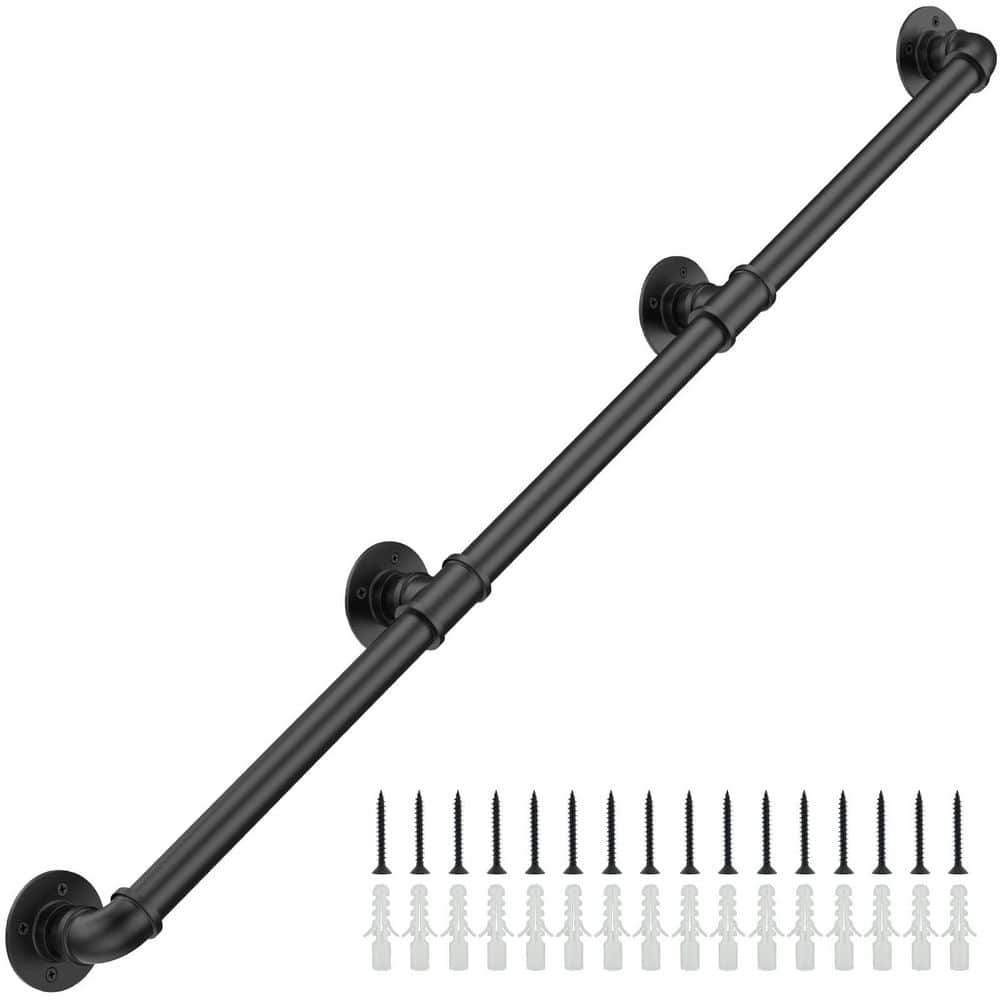 10 ft. Industrial Stair Railing Wall Mount Staircase Handrail for Outdoor Indoor Stairs Porch, Black price history on PriceWatchPro