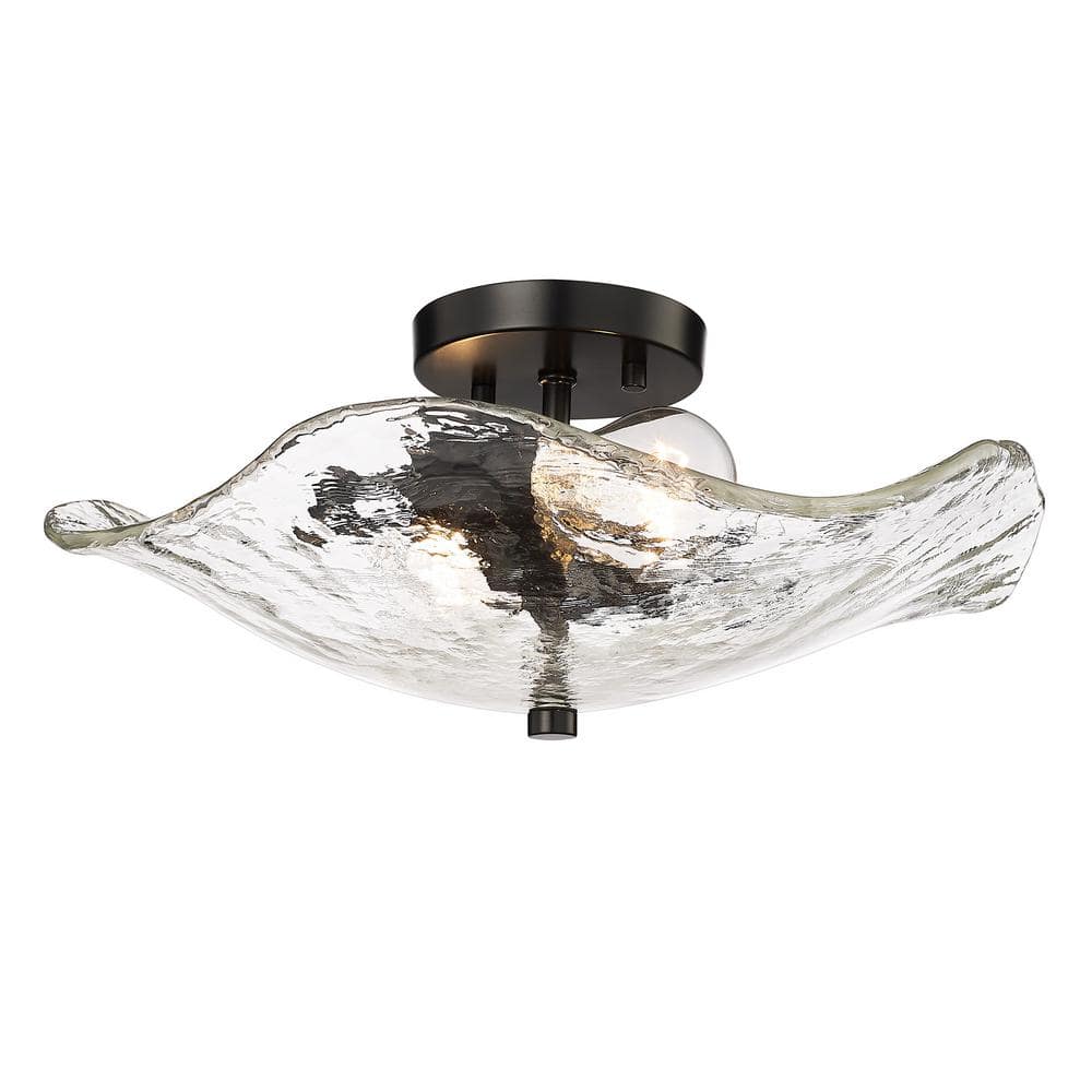 Matte Black Glass Semi-Flush Mount Light Fixture