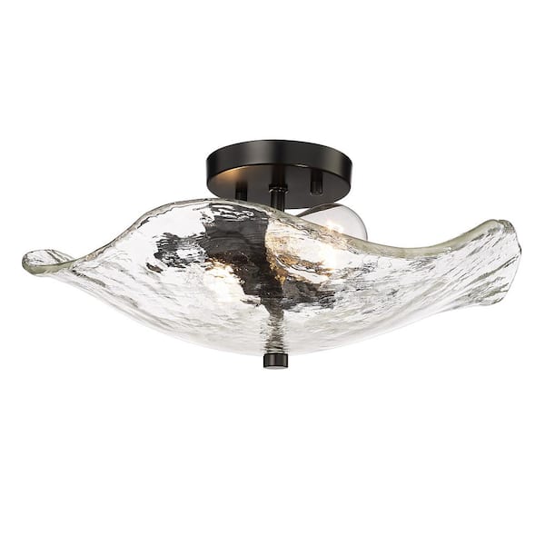 Golden Lighting Samara 15.375 in. 2-Light Matte Black Semi-Flush Mount