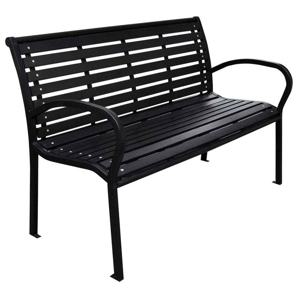 Black metal outdoor discount bench