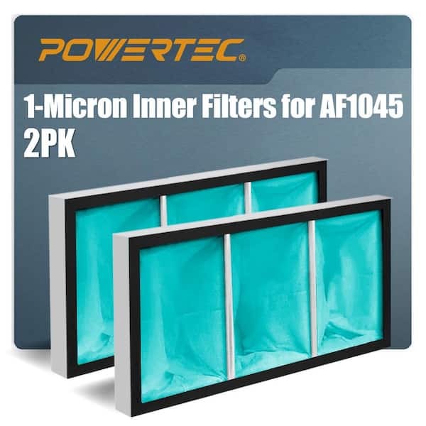 ‎POWERTEC 1 Micron Inner Filters for AF1044, AF1045 and WEN 3417, AF1270 Air Filtration (2-Pack)