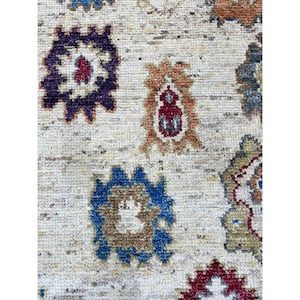 Oushak Ivory 9 ft. x 12 ft. Hand-Knotted Wool Modern Area Rug