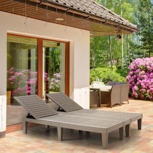 Patio Chaise Lounge Chair with Side Table, 5-Position Adjustable Outdoor 2-Person Recliner Chair