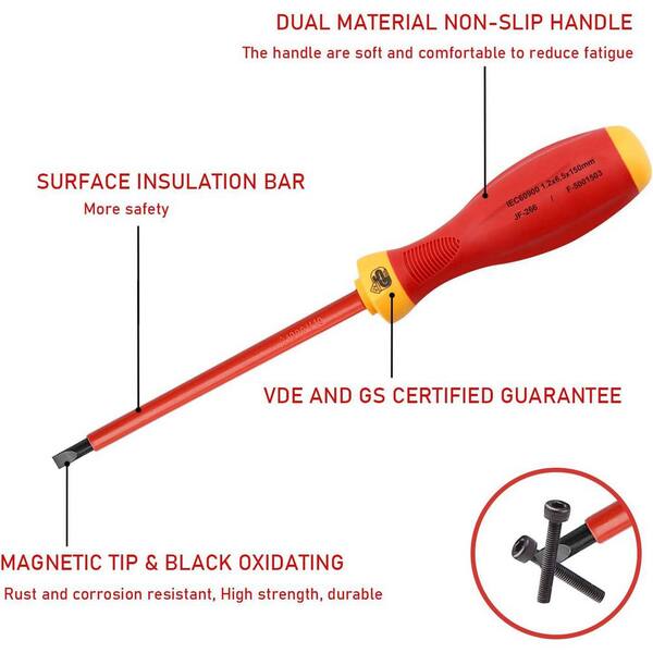 YICHUHAOXI Insulated Screwdriver Set 4.7 in. Shank 7 Bit Red