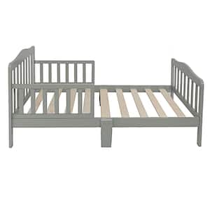 Gray Toddler Bed Frame with Safety Guardrails