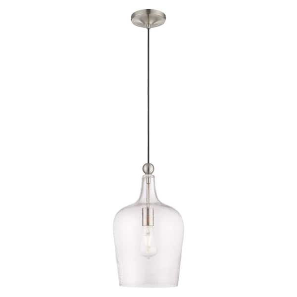 Brenford 1-Light Brushed Nickel Mini Pendant with Clear Glass