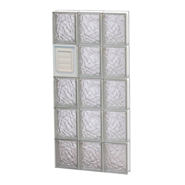 Clearly Secure 17.25 in. x 38.75 in. x 3.125 in. Frameless Ice Pattern Glass Block Window with Dryer Vent