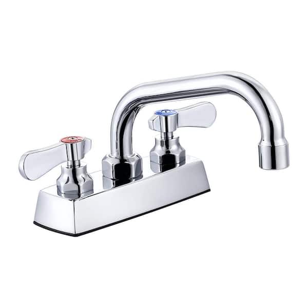 Brass Double Handle Standard Kitchen Faucet with Copper Valve, 6 in. Swivel Spout and 3 Aerators in Polished Chrome