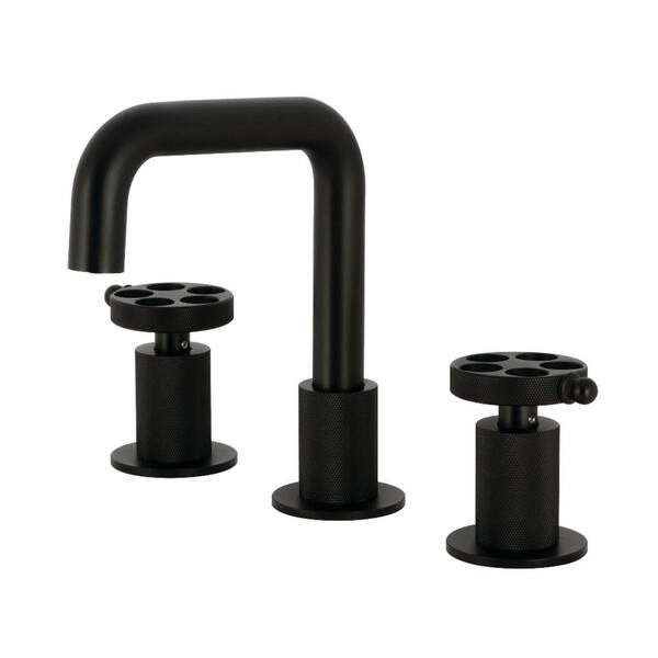 Kingston Brass Wendell 8 in. Widespread Double Handle Bathroom Faucet in Matte Black