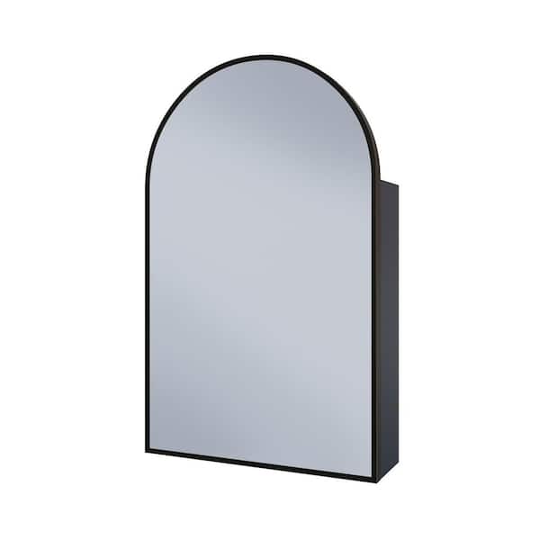 Porte 20 in. W x 30 in. H Arched Recessed/Wall Mount Medicine Cabinet with Mirror in Black