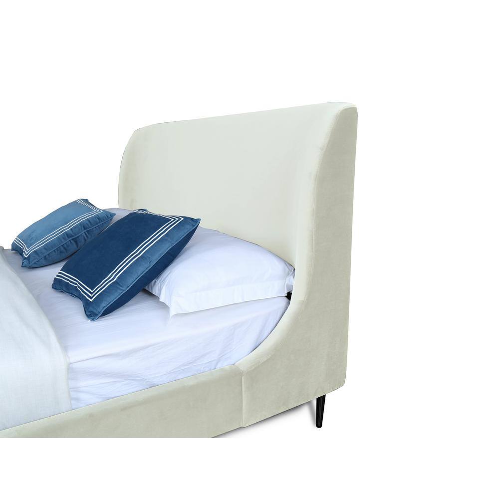 Mid-Century Glam Full Velvet Wingback Bed with Gold Legs
