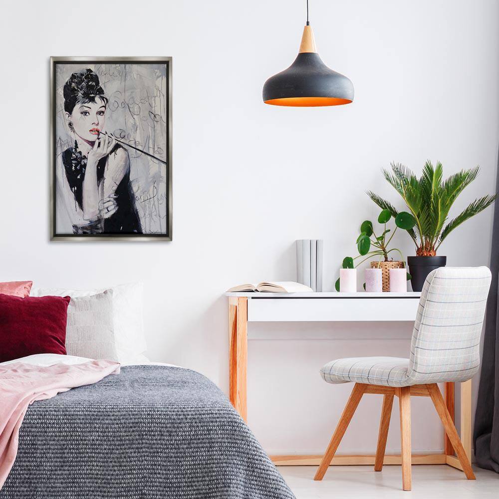 Bold and Classic Audrey by Lucille Lee Gray Floater Frame People Graphic Art Print 31 in. x 21 in. price history on PriceWatchPro