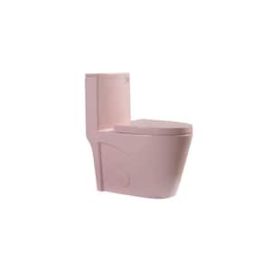 1-Piece 1.1/1.6 GPF Top Dual Flush Elongated Toilet in Matte Pink with Soft-Closing Seat Included