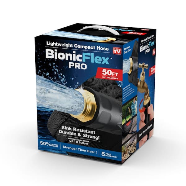 Bionic Force 125' Water Hose with 7-Sprayer Nozzle Blue 