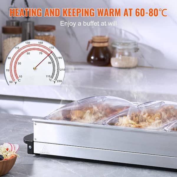 Alpha Living 3x2.5 QT Food Warmers for Parties Buffet Servers and