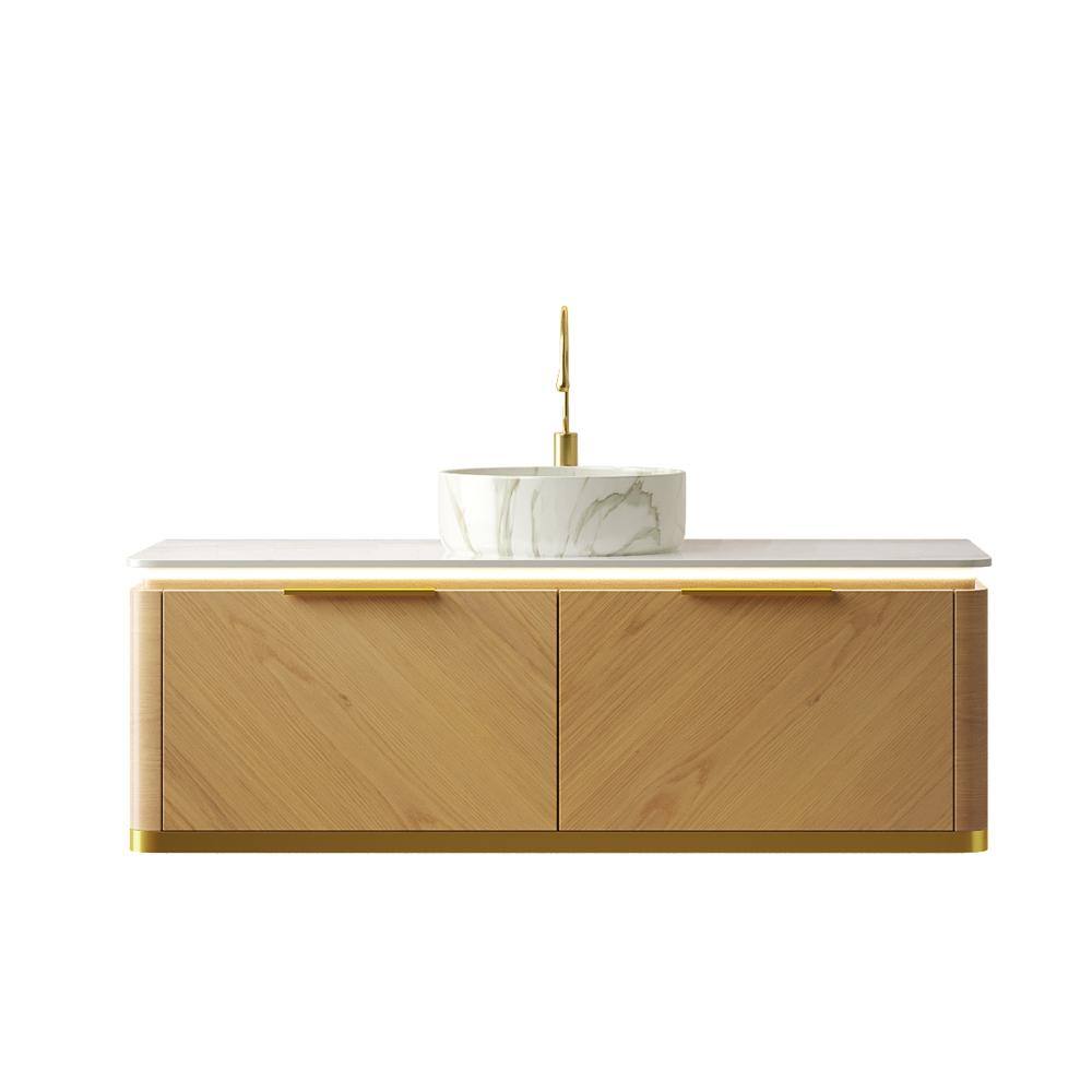 48 in. Single Sink Wall-Mounted Oak Bath Vanity with Carrara White Sintered Stone Top Assembled price history on PriceWatchPro