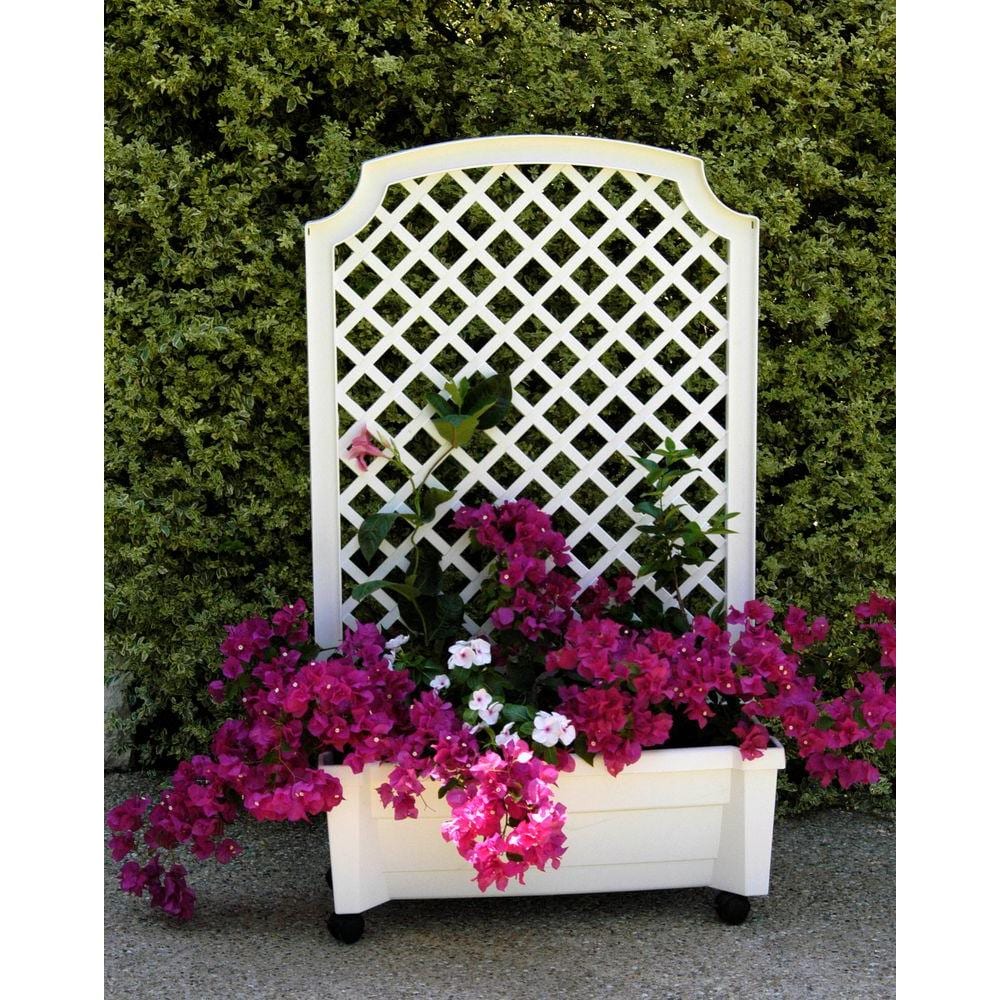 White Plastic Planter with Trellis and Water Reservoir