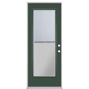 32 in. x 80 in. Full Lite Mini Blind Left Hand Inswing Painted Steel Prehung Front Exterior Door No Brickmold