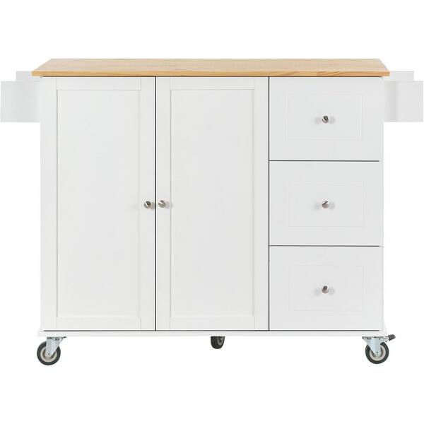 Unbranded Elsfield White Kitchen Island with Locking Wheels