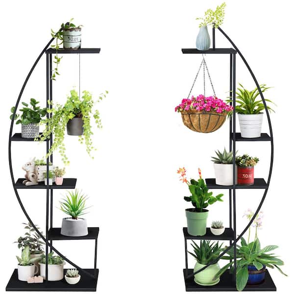 Outsunny 5 Tier Iron Plant Stand Moon Shape (2-Pack) 845-745BK - The Depot