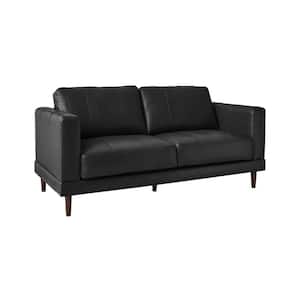 Hanson 61 in. Charcoal Leather 2-Seater Loveseat