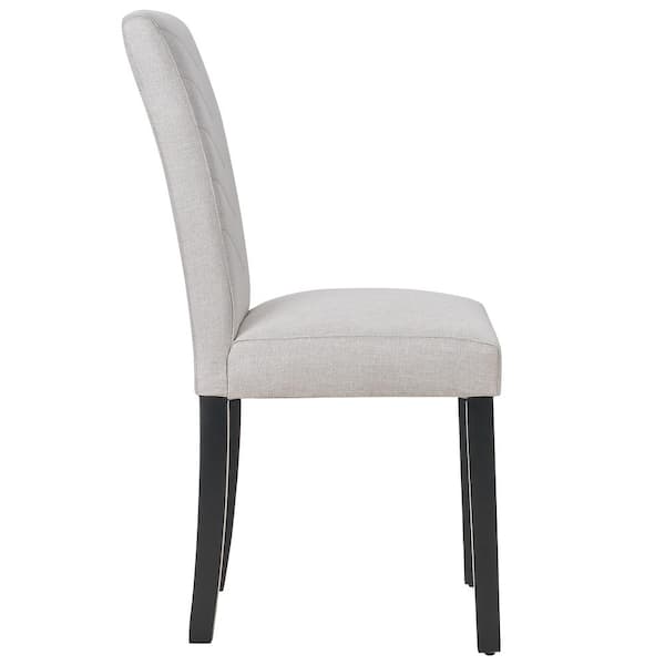 Modern Upholstered Dining Chairs Set of 6 : Fabric Kitchen Chairs with High Back and Wood Legs, Beige