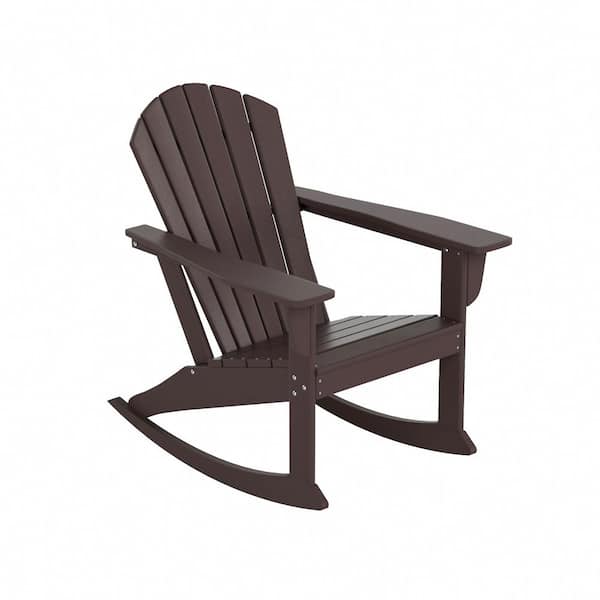 WESTIN OUTDOOR Mason Dark Brown Adirondack HDPE Plastic Outdoor Rocking Chair
