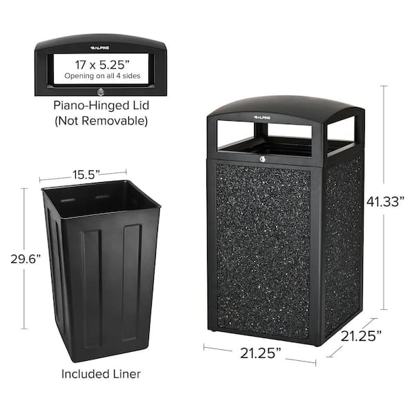 40 gal. Gray Stone All-Weather Vented Outdoor Commercial Garbage Trash Can with Lid and Liner