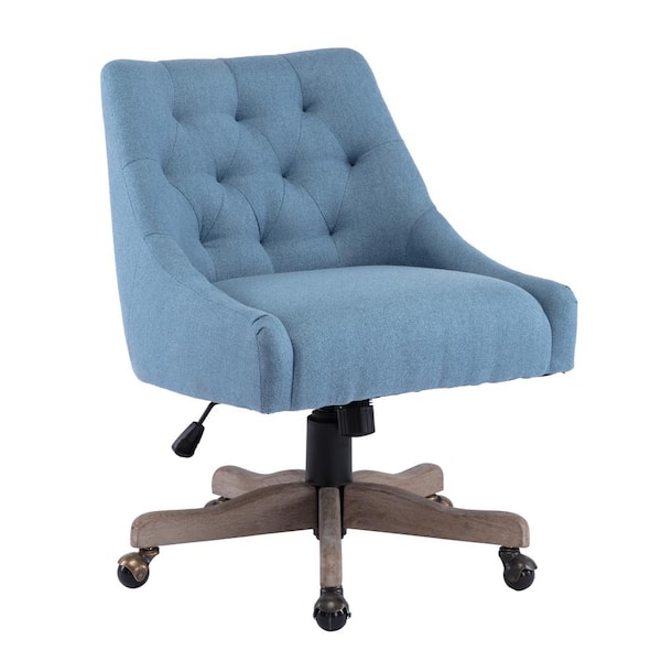 LUCKY ONE Upholstered Lift Swivel Task Chair in Blue Linen