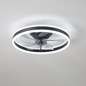 20 in. Indoor Black Smart Ceiling Fan with Light and Remote, Flush Mount Fan Light with APP and Dimmable LED Lighting