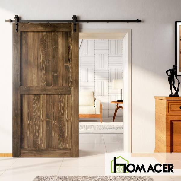 ばろんページ HOMACER 48 in. x 84 in. H-Frame Walnut Solid Pine Wood Interior