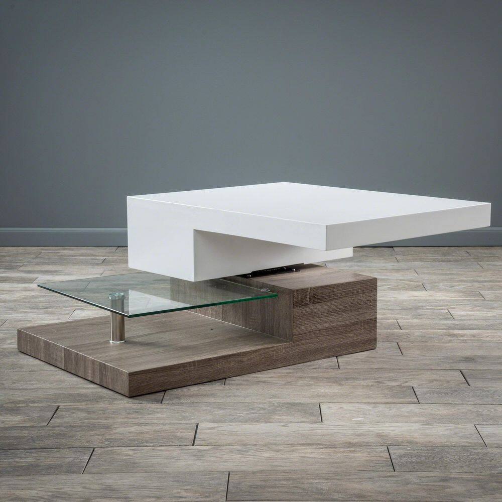 Bridgetown 36" White and Oak Rotatable Coffee Table