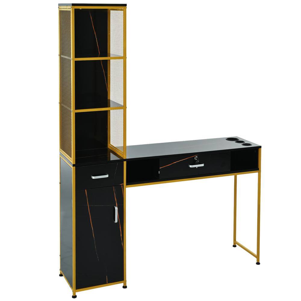 50.4 in. W x 13.1 in. D x 69.5 in. H Black Wood Large Linen Cabinet with Dr