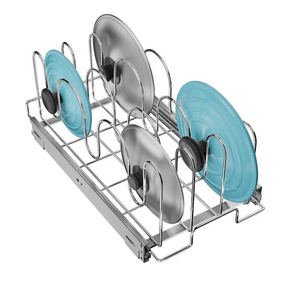 11 in. W x 21 in. D Silver Pull Out Pot Lid Organizer for Cabinet