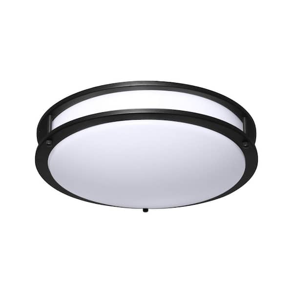 Lecoht 15 in. Matte Black Dimmable Integrated LED Flushmount Ceiling Light - Adjustable 5-Color Temperatures