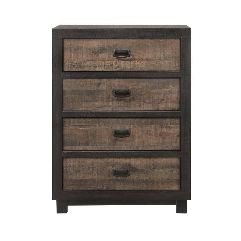 Harrison Rustic Brown 4-Drawer Chest with Felt Lined Top