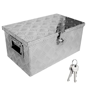 9 Gal. 20 in. W x 12 in. D x 9 in. H Silver Aluminum Tool Storage Box, Deck Box with Lock Side Handle and 2-Keys