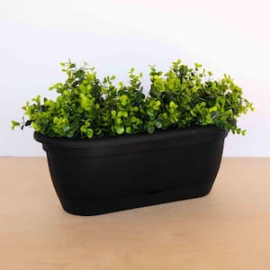 Lucca 19 in. Black Plastic Self-Watering Window Box with Saucer