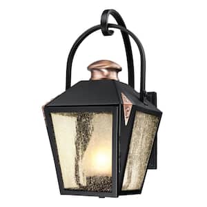 Valley Forge Matte Black 1-Light Outdoor Wall Lantern Sconce