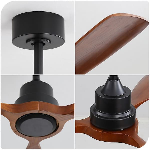 Sofucor 48 in. Indoor/Outdoor Black Wood Ceiling Fan without