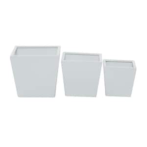 8 in. x 7 in. White Iron Modern Planter (Set of 3)