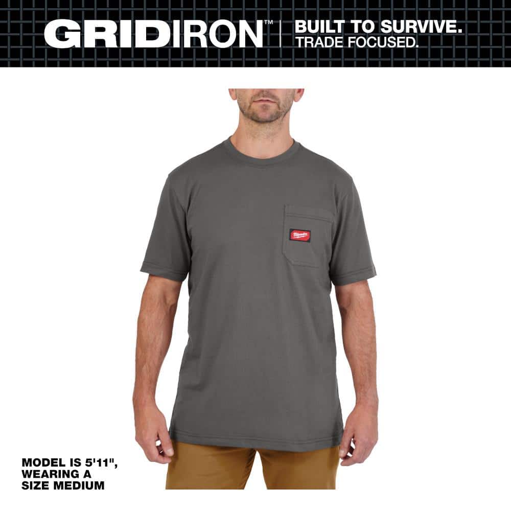 Men's 2X-Large Gray GRIDIRON Cotton/Polyester Short-Sleeve Pocket T-Shirt price history on PriceWatchPro