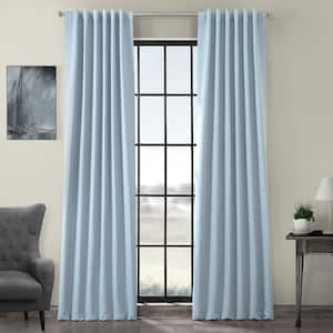 Frosted Blue Polyester Room Darkening Curtain - 50 in. W x 108 in. L Rod Pocket with Back Tab Single Curtain Panel