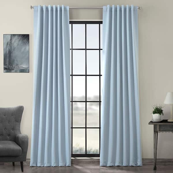 Exclusive Fabrics & Furnishings Frosted Blue Polyester Room Darkening Curtain - 50 in. W x 96 in. L Rod Pocket with Back Tab Single Curtain Panel