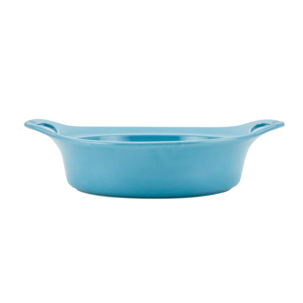 Agave Blue Ceramic Round Casserole Dish Set with Shared Lid